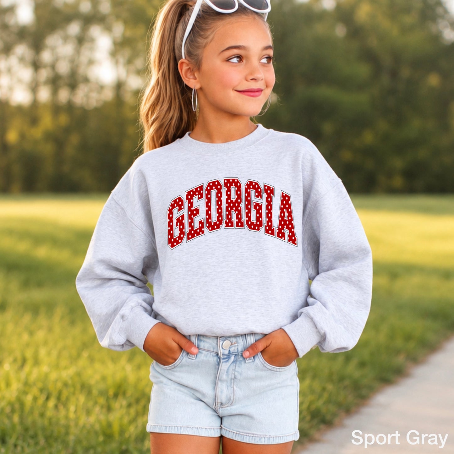 Georgia Polka Dot Youth Crewneck Sweatshirt