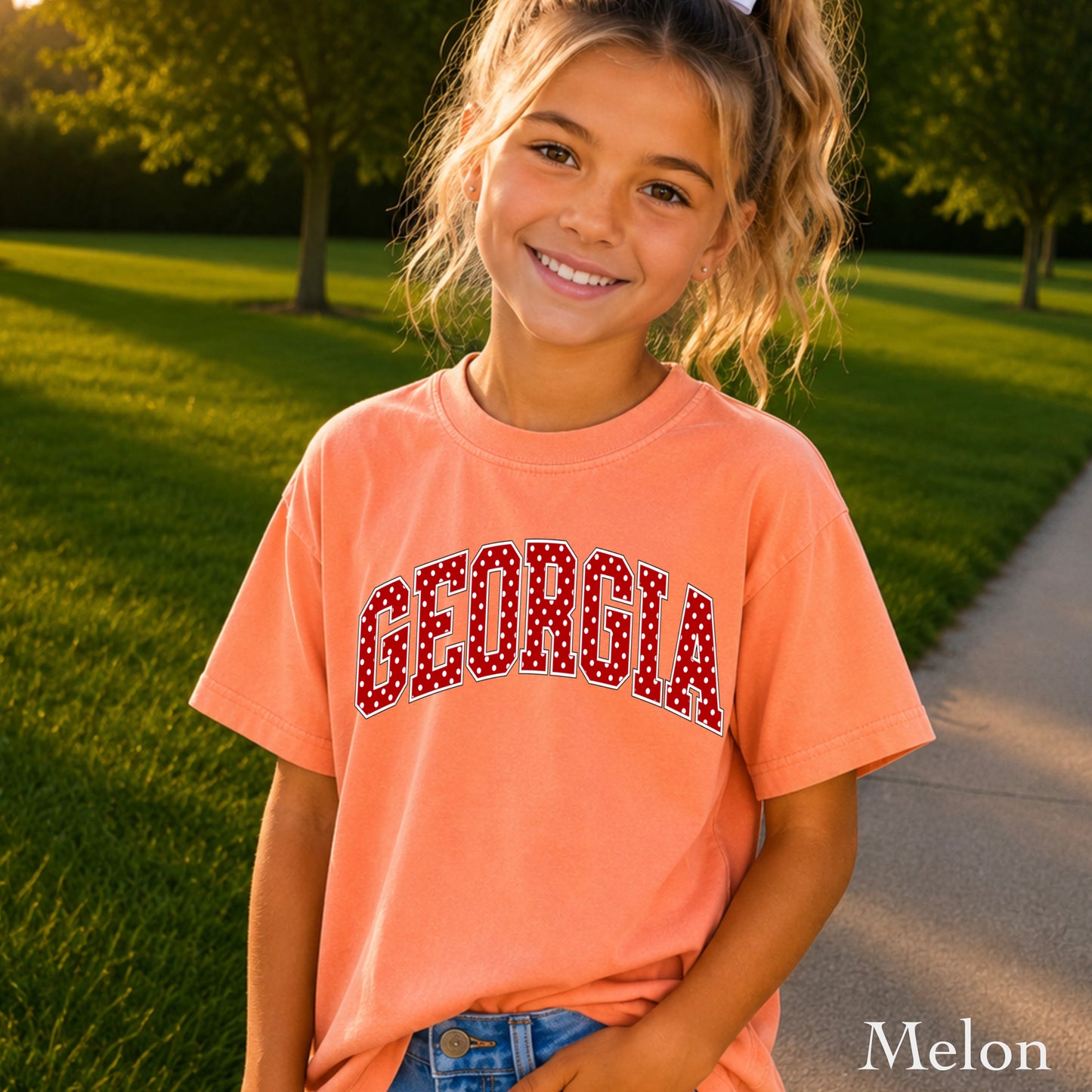 Georgia Polka Dot Youth Comfort Color T-Shirt