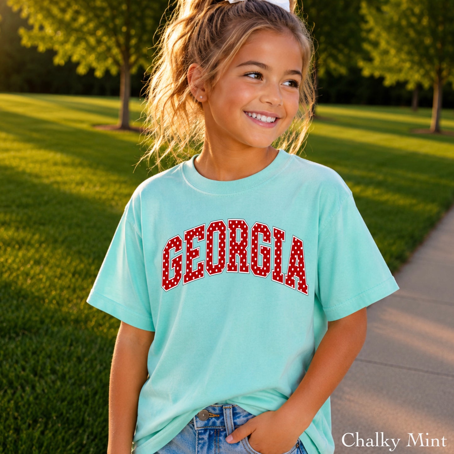 Georgia Polka Dot Youth Comfort Color T-Shirt