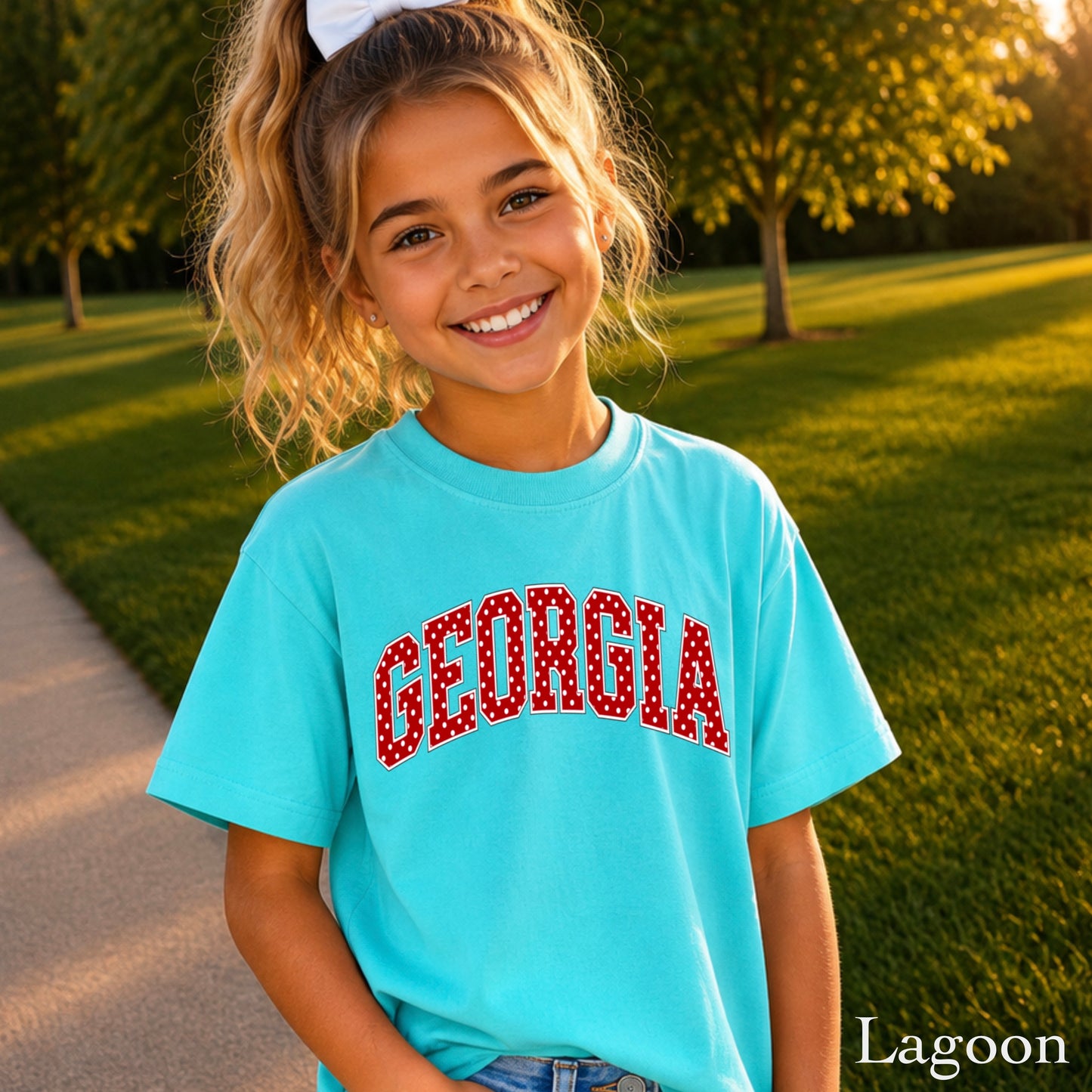 Georgia Polka Dot Youth Comfort Color T-Shirt