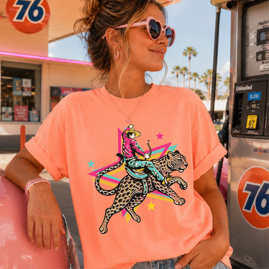 Leopard Cowboy Western Comfort Color Graphic Tee