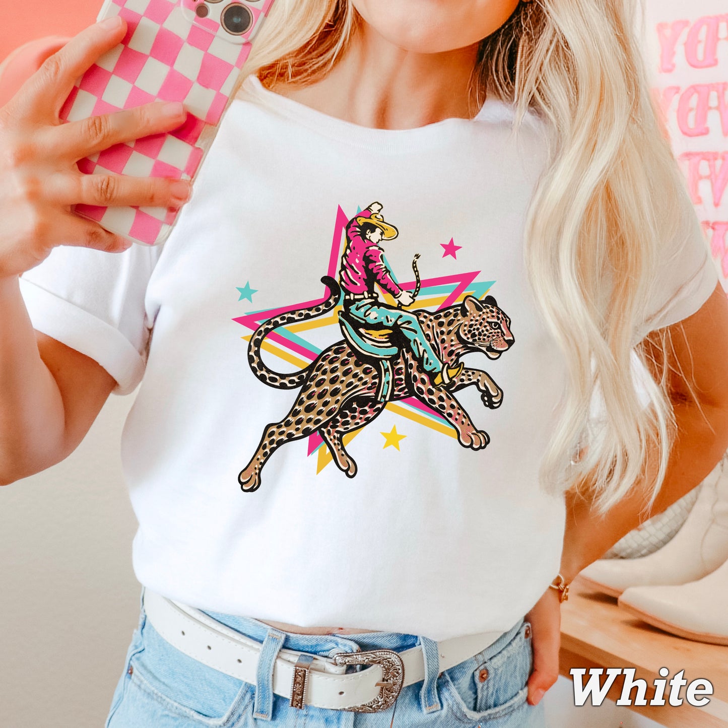 Leopard Cowboy Western Comfort Color Graphic Tee