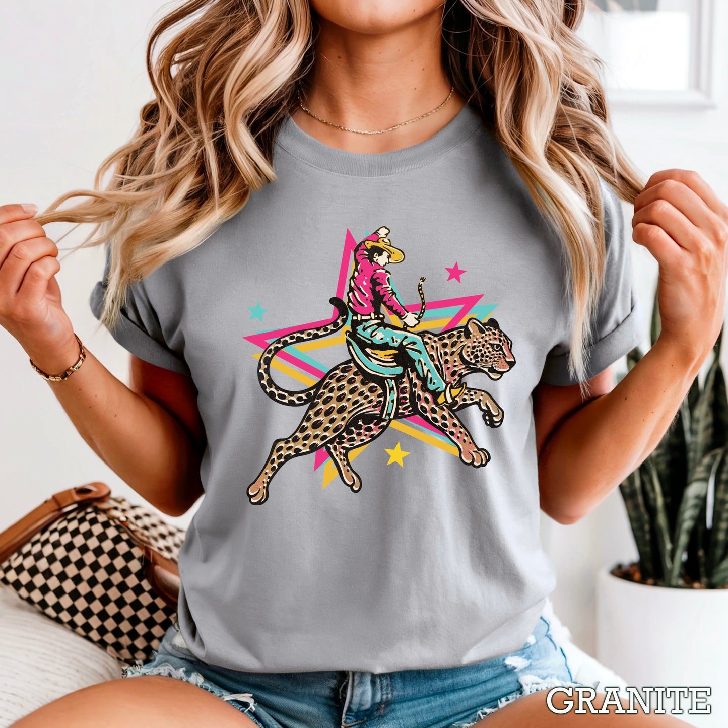 Leopard Cowboy Western Comfort Color Graphic Tee