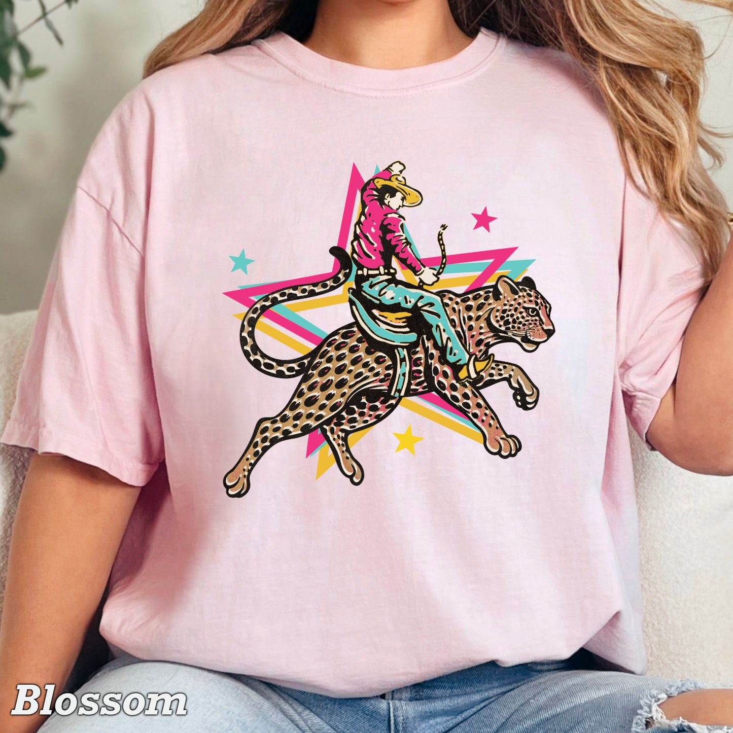 Leopard Cowboy Western Comfort Color Graphic Tee