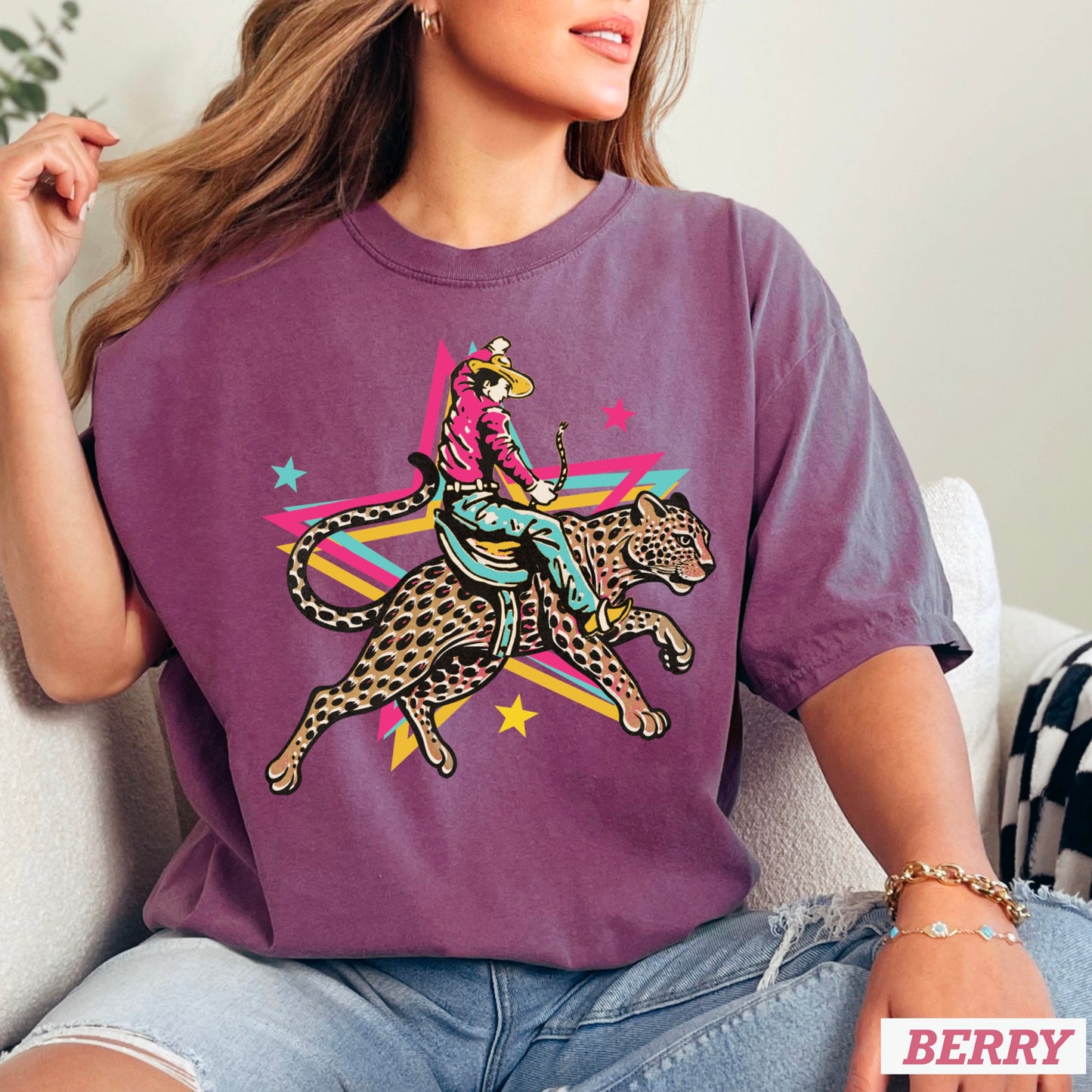 Leopard Cowboy Western Comfort Color Graphic Tee