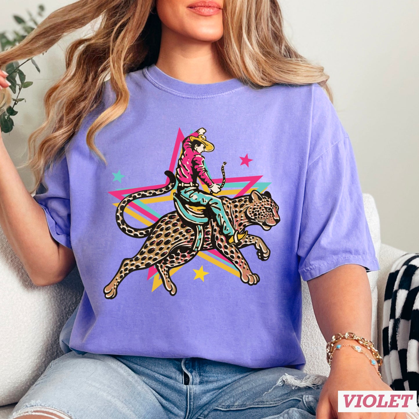Leopard Cowboy Western Comfort Color Graphic Tee