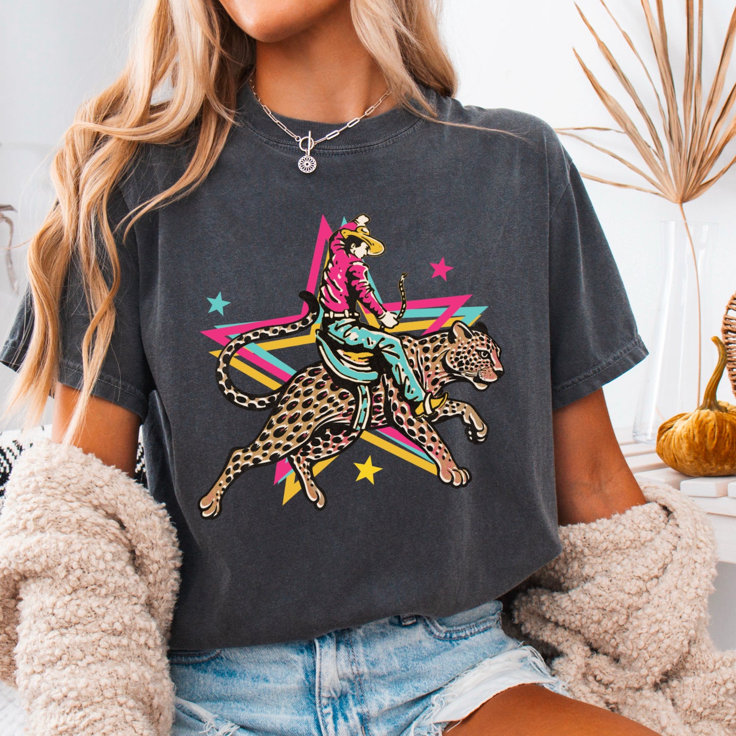 Leopard Cowboy Western Comfort Color Graphic Tee