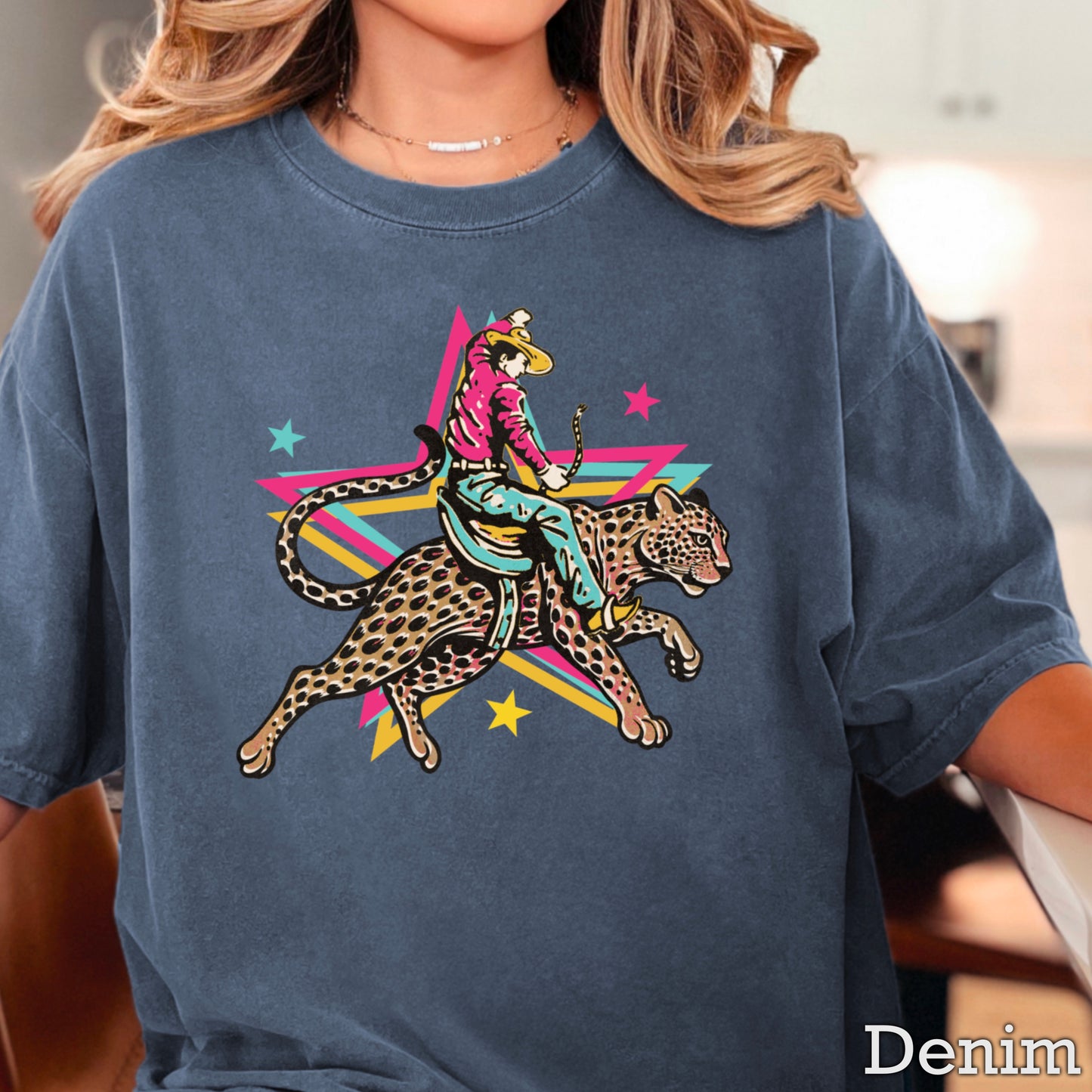Leopard Cowboy Western Comfort Color Graphic Tee
