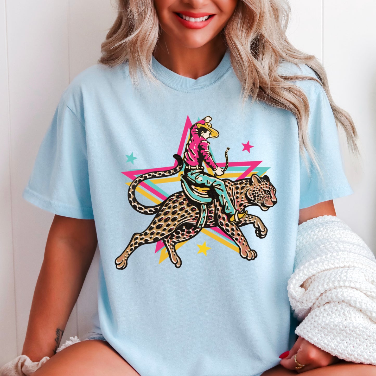 Leopard Cowboy Western Comfort Color Graphic Tee