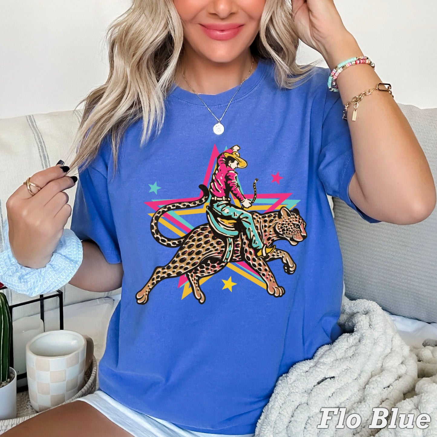 Leopard Cowboy Western Comfort Color Graphic Tee