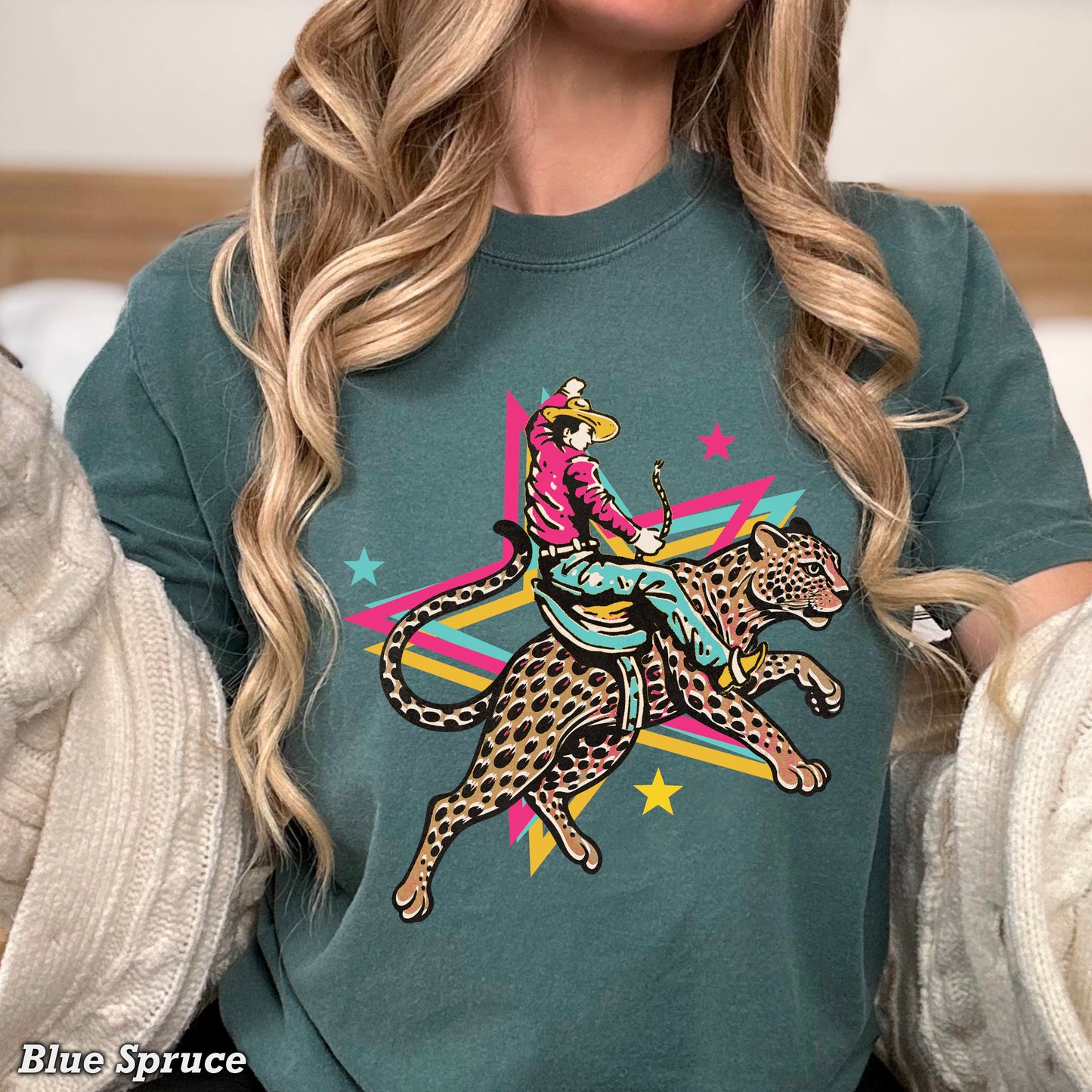 Leopard Cowboy Western Comfort Color Graphic Tee