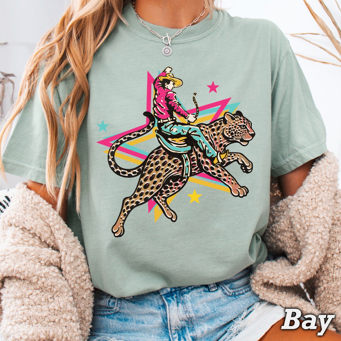 Leopard Cowboy Western Comfort Color Graphic Tee