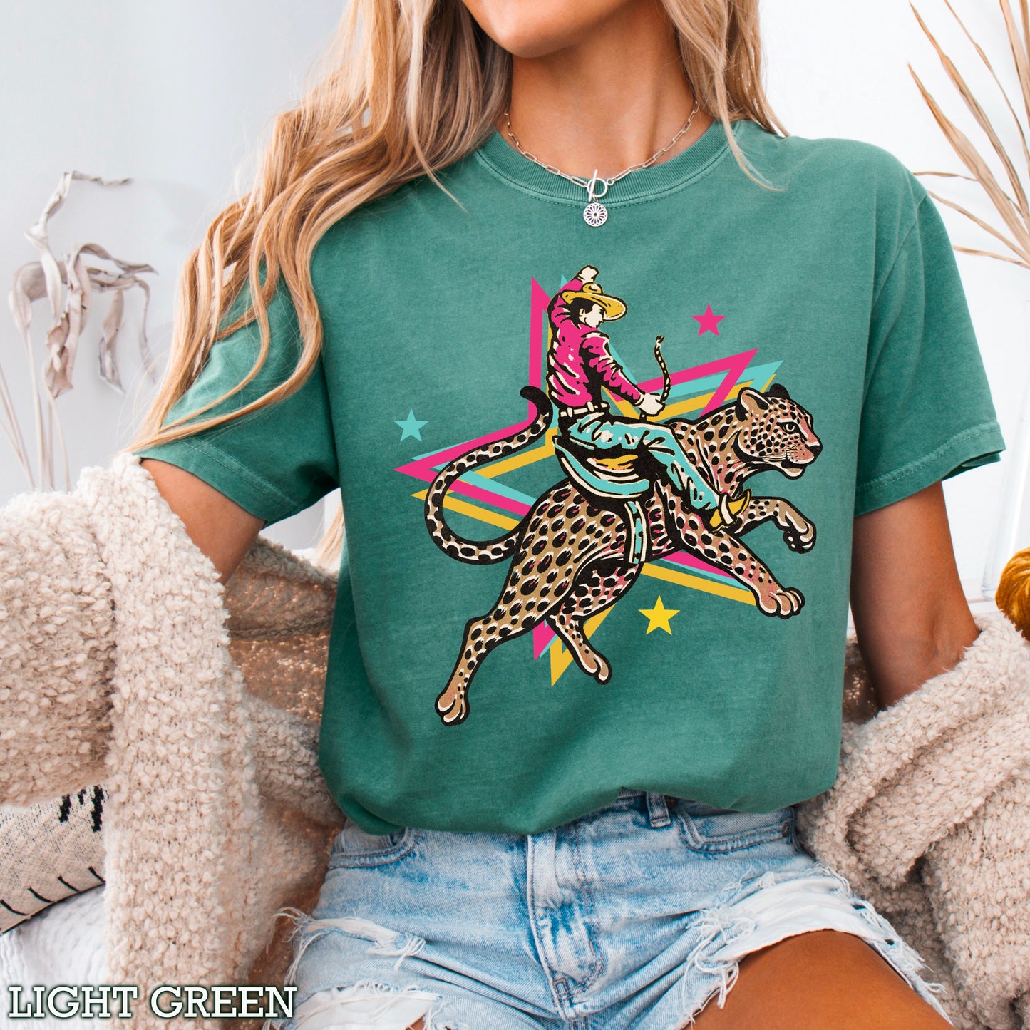 Leopard Cowboy Western Comfort Color Graphic Tee
