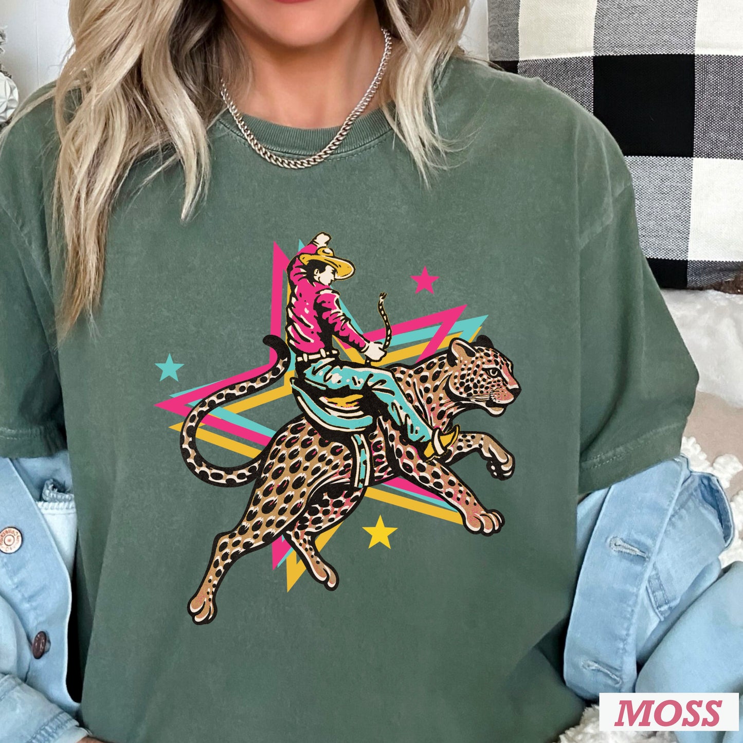 Leopard Cowboy Western Comfort Color Graphic Tee