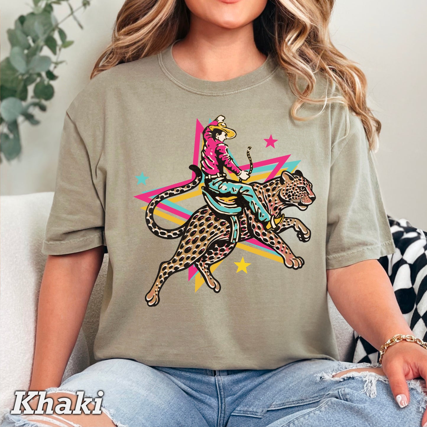 Leopard Cowboy Western Comfort Color Graphic Tee