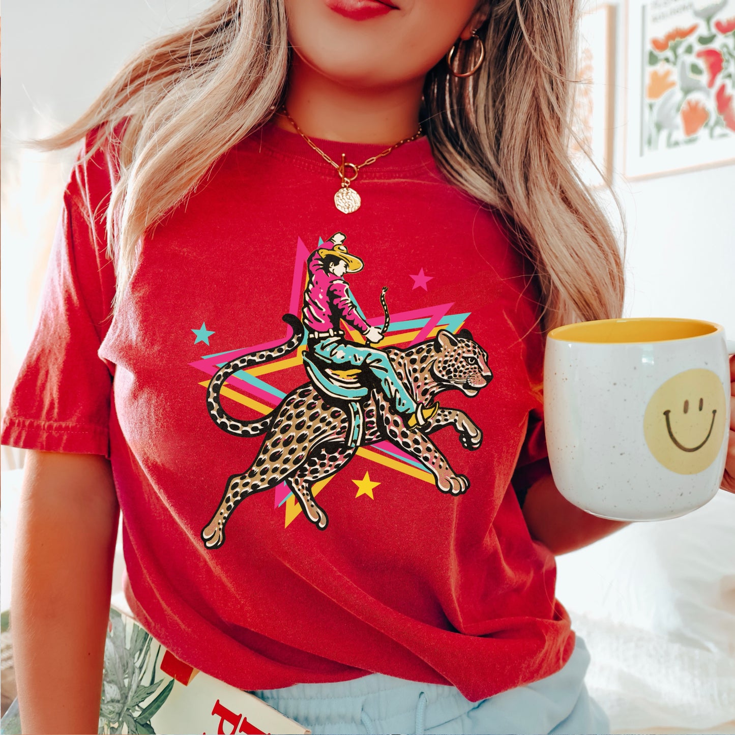 Leopard Cowboy Western Comfort Color Graphic Tee