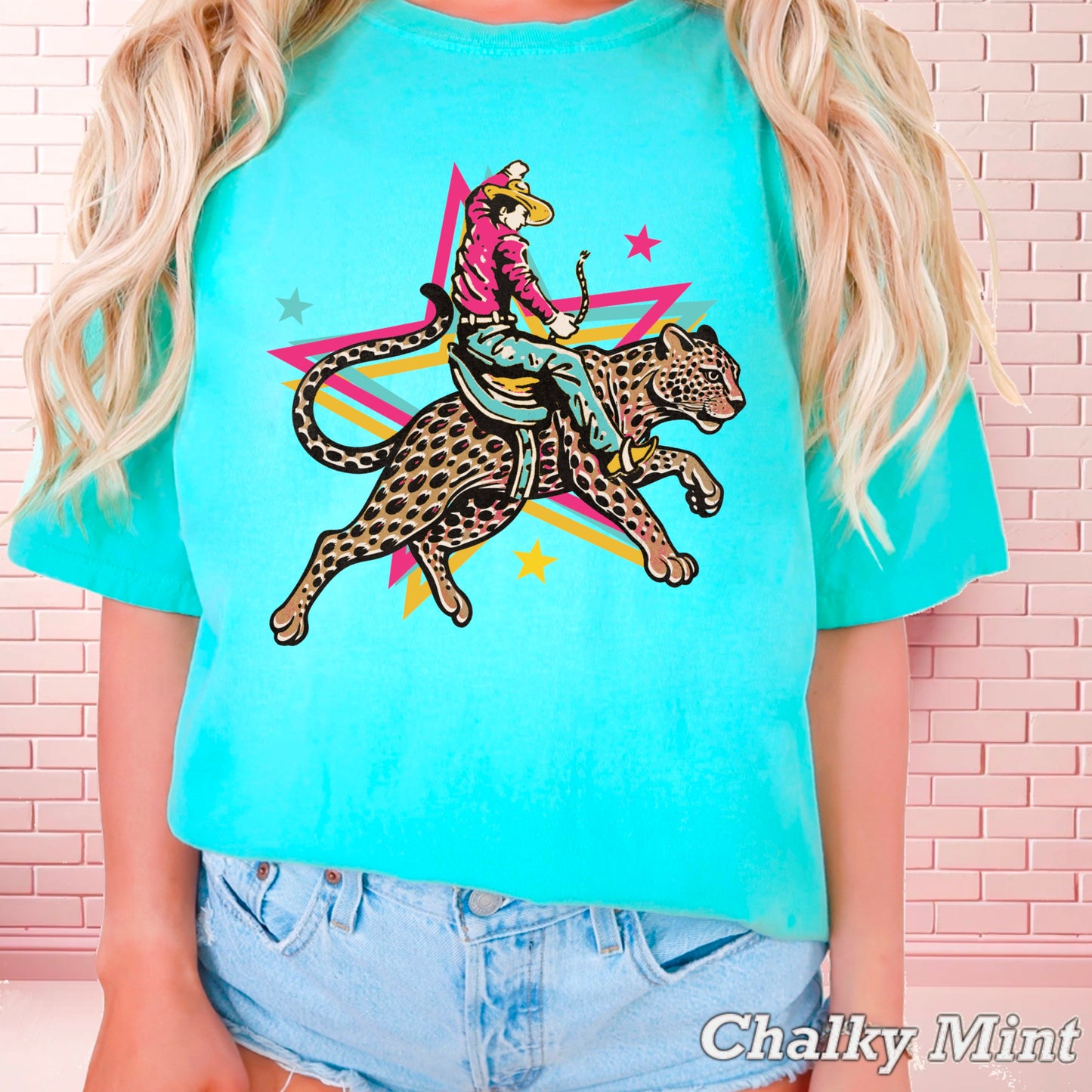 Leopard Cowboy Western Comfort Color Graphic Tee