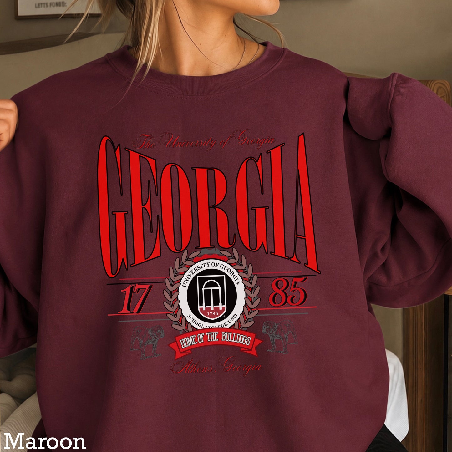 Vintage Home Of The Bulldogs Crewneck Sweatshirt