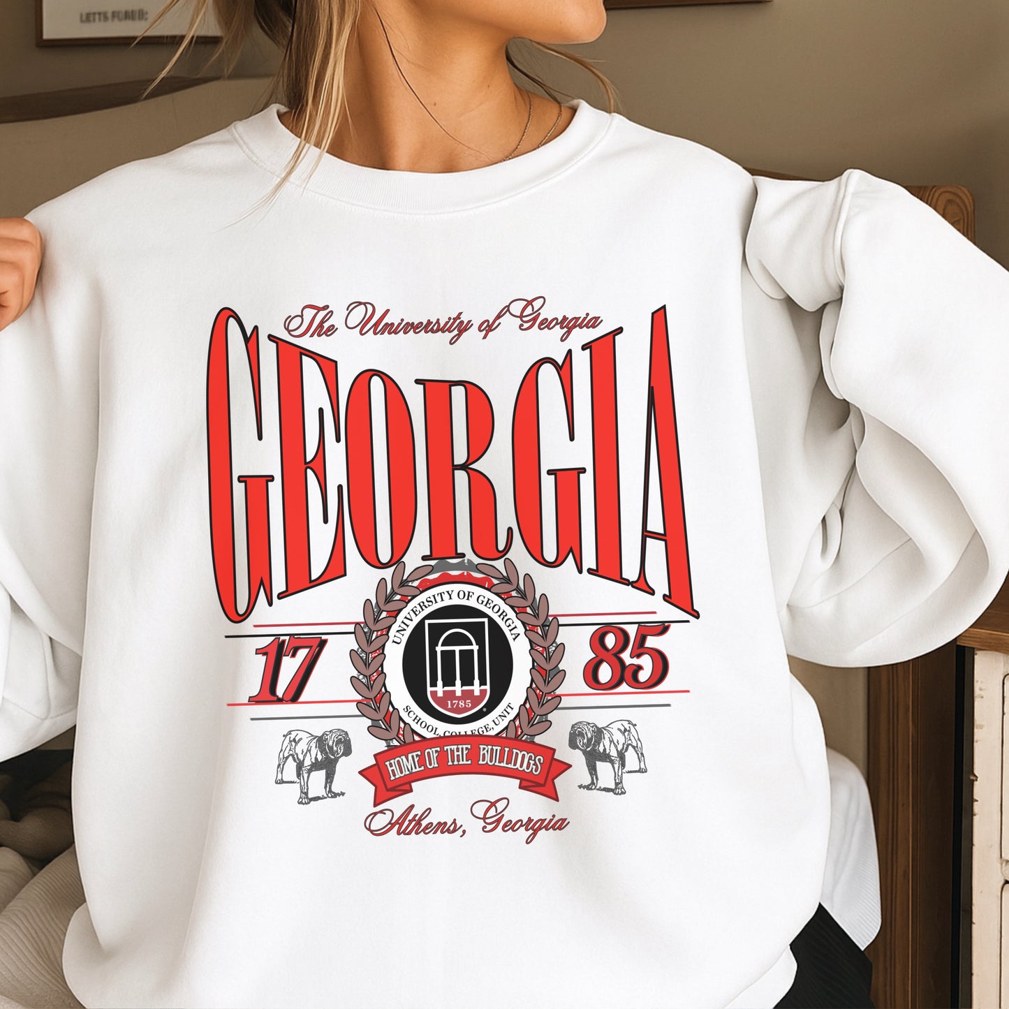 Vintage Home Of The Bulldogs Crewneck Sweatshirt