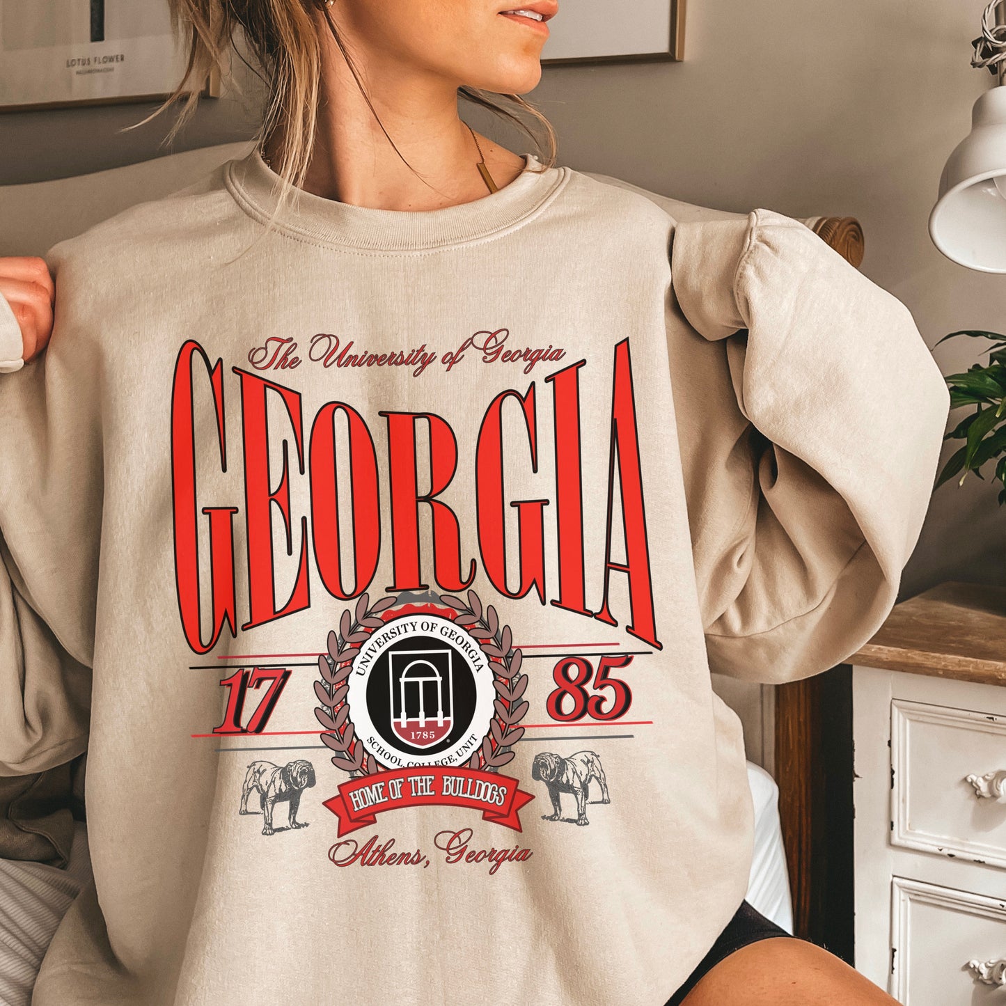 Vintage Home Of The Bulldogs Crewneck Sweatshirt