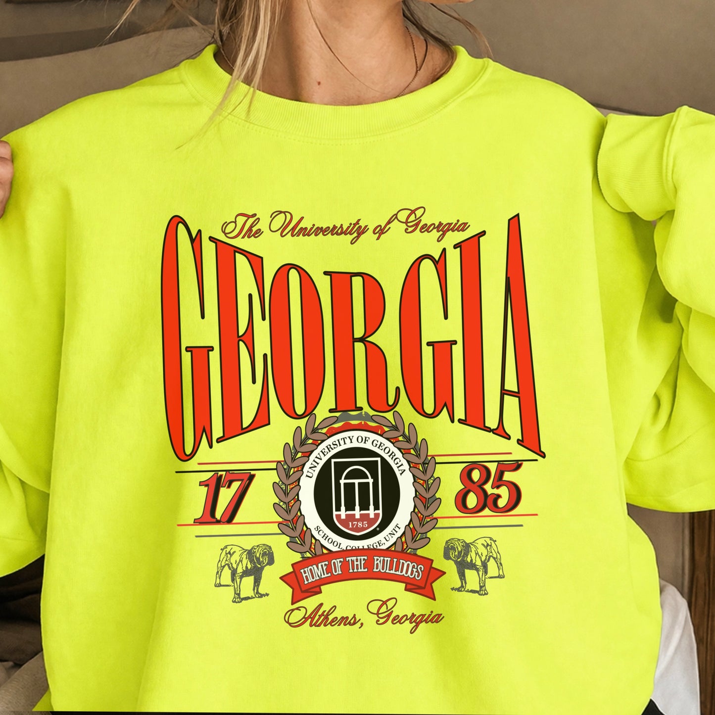 Vintage Home Of The Bulldogs Crewneck Sweatshirt