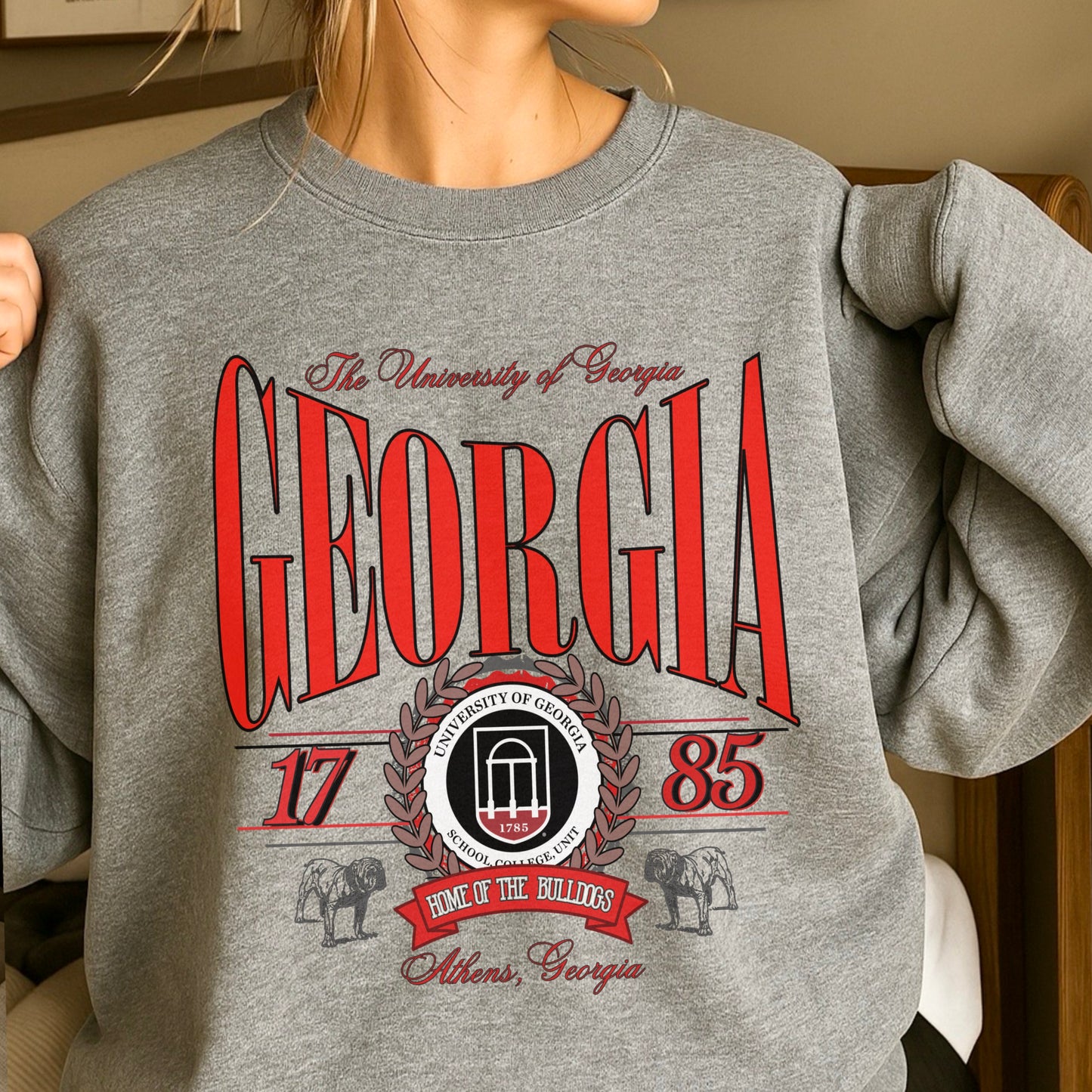 Vintage Home Of The Bulldogs Crewneck Sweatshirt