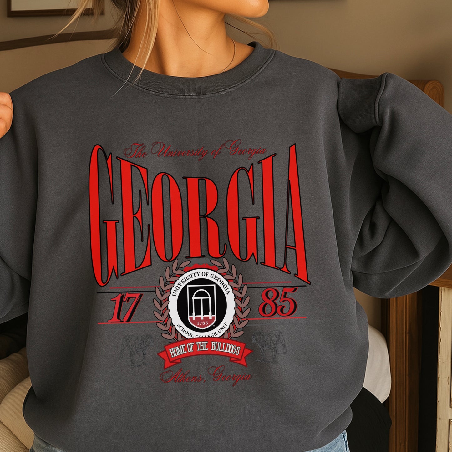 Vintage Home Of The Bulldogs Crewneck Sweatshirt