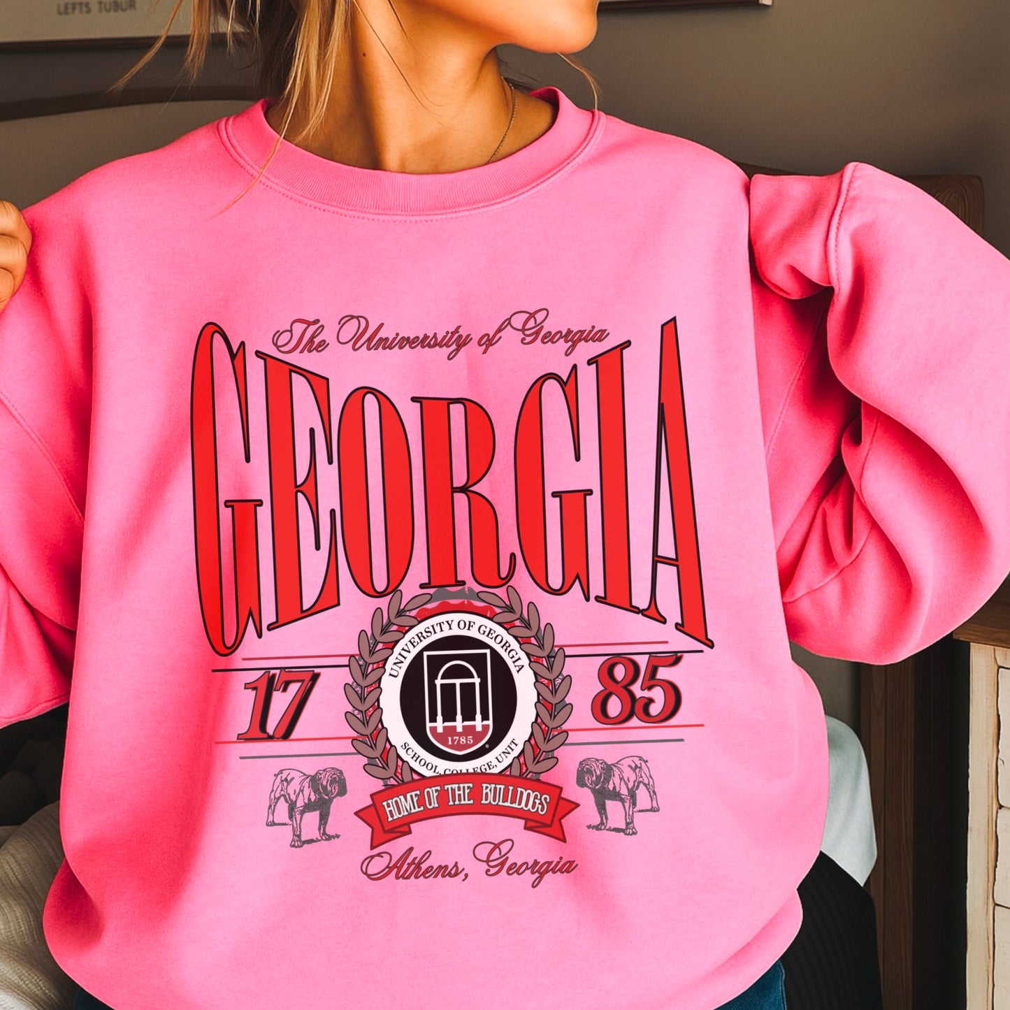 Vintage Home Of The Bulldogs Crewneck Sweatshirt
