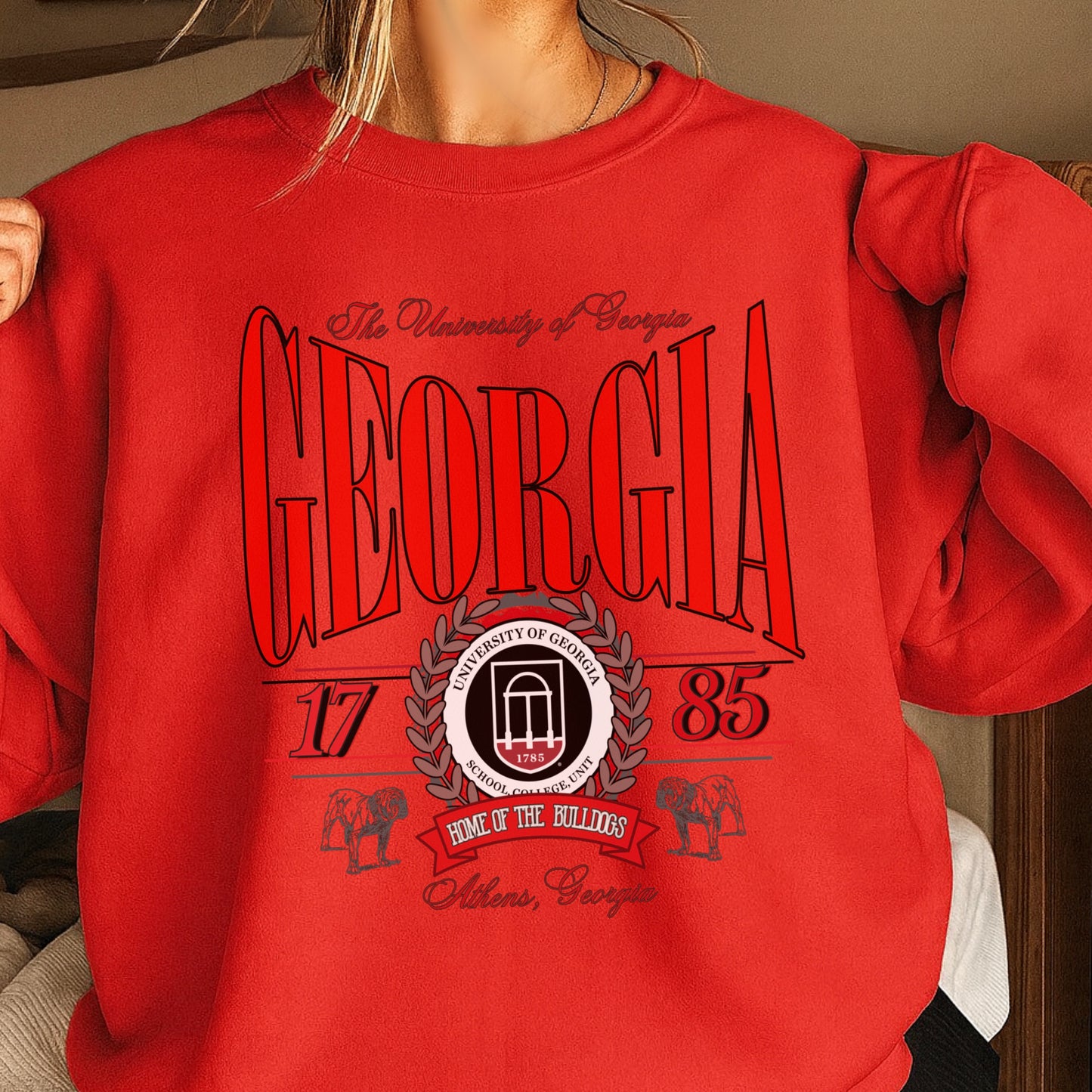 Vintage Home Of The Bulldogs Crewneck Sweatshirt