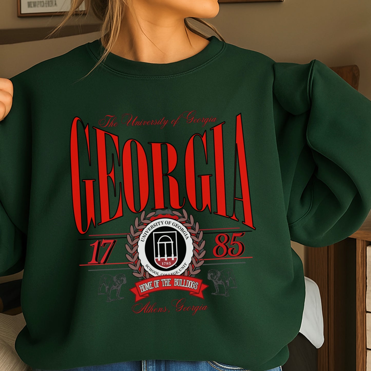 Vintage Home Of The Bulldogs Crewneck Sweatshirt