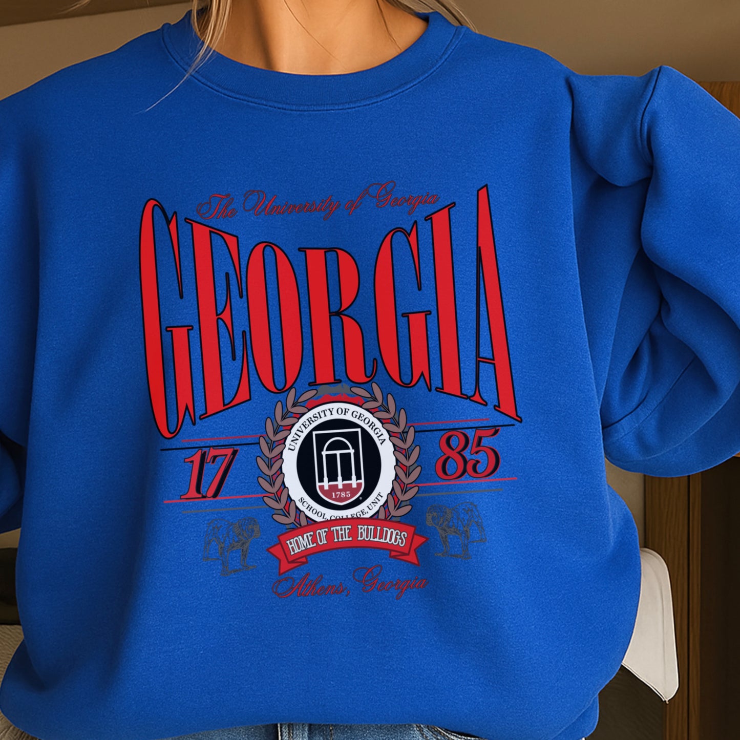 Vintage Home Of The Bulldogs Crewneck Sweatshirt