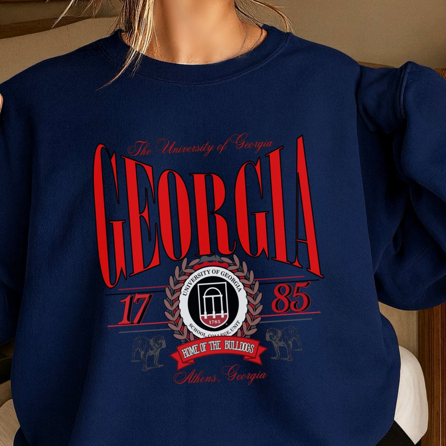 Vintage Home Of The Bulldogs Crewneck Sweatshirt