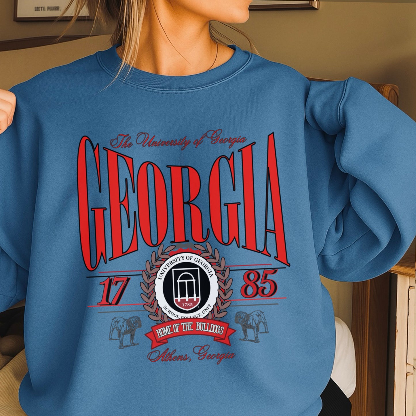 Vintage Home Of The Bulldogs Crewneck Sweatshirt