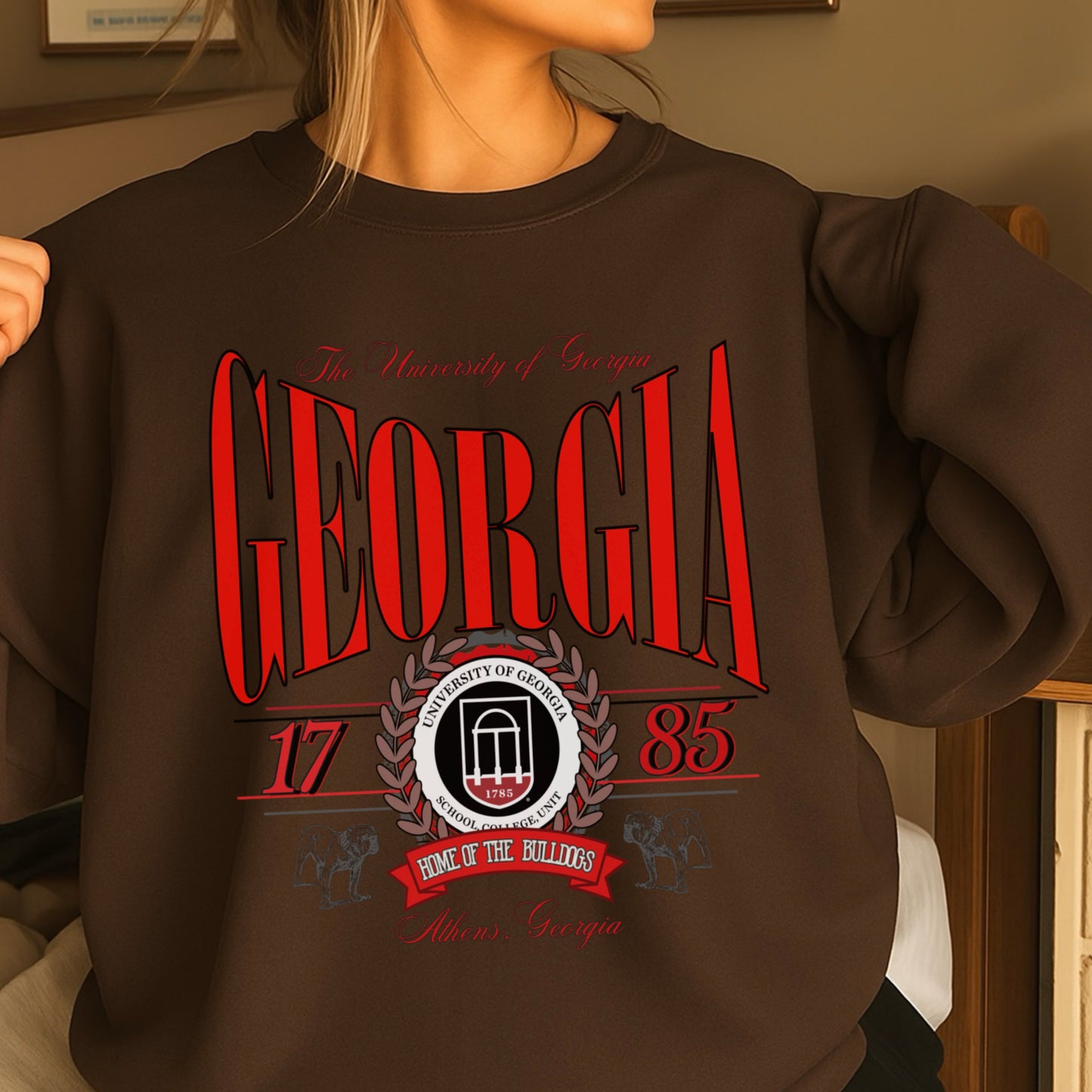Vintage Home Of The Bulldogs Crewneck Sweatshirt