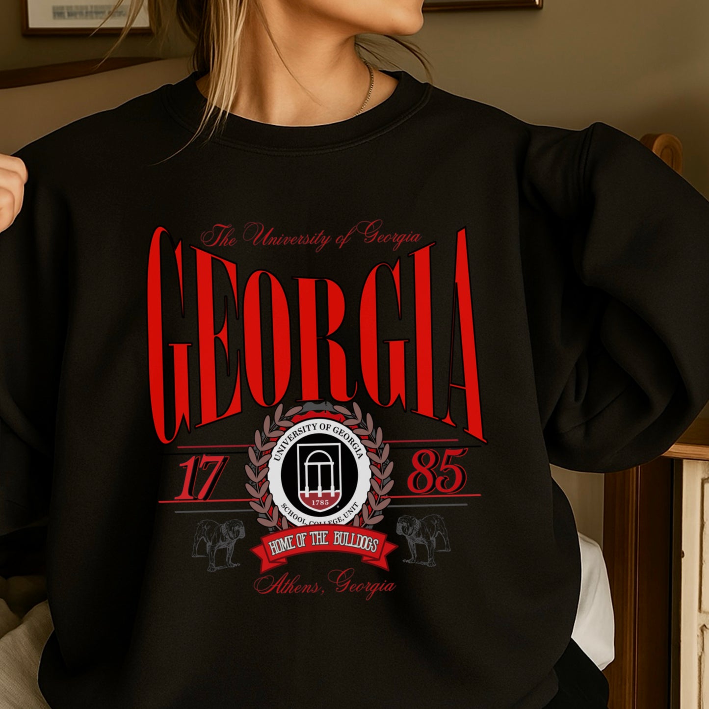 Vintage Home Of The Bulldogs Crewneck Sweatshirt