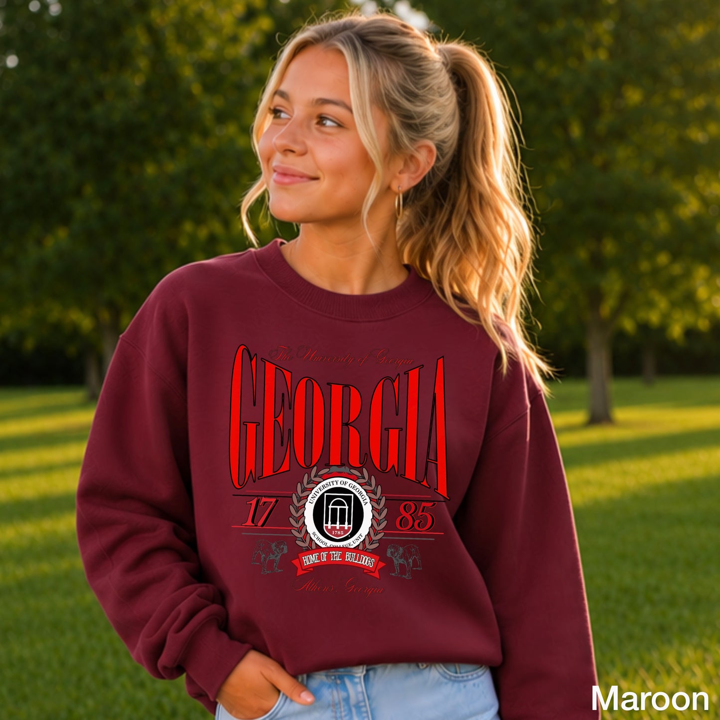 Vintage Home Of The Bulldogs  Youth Crewneck Sweatshirt