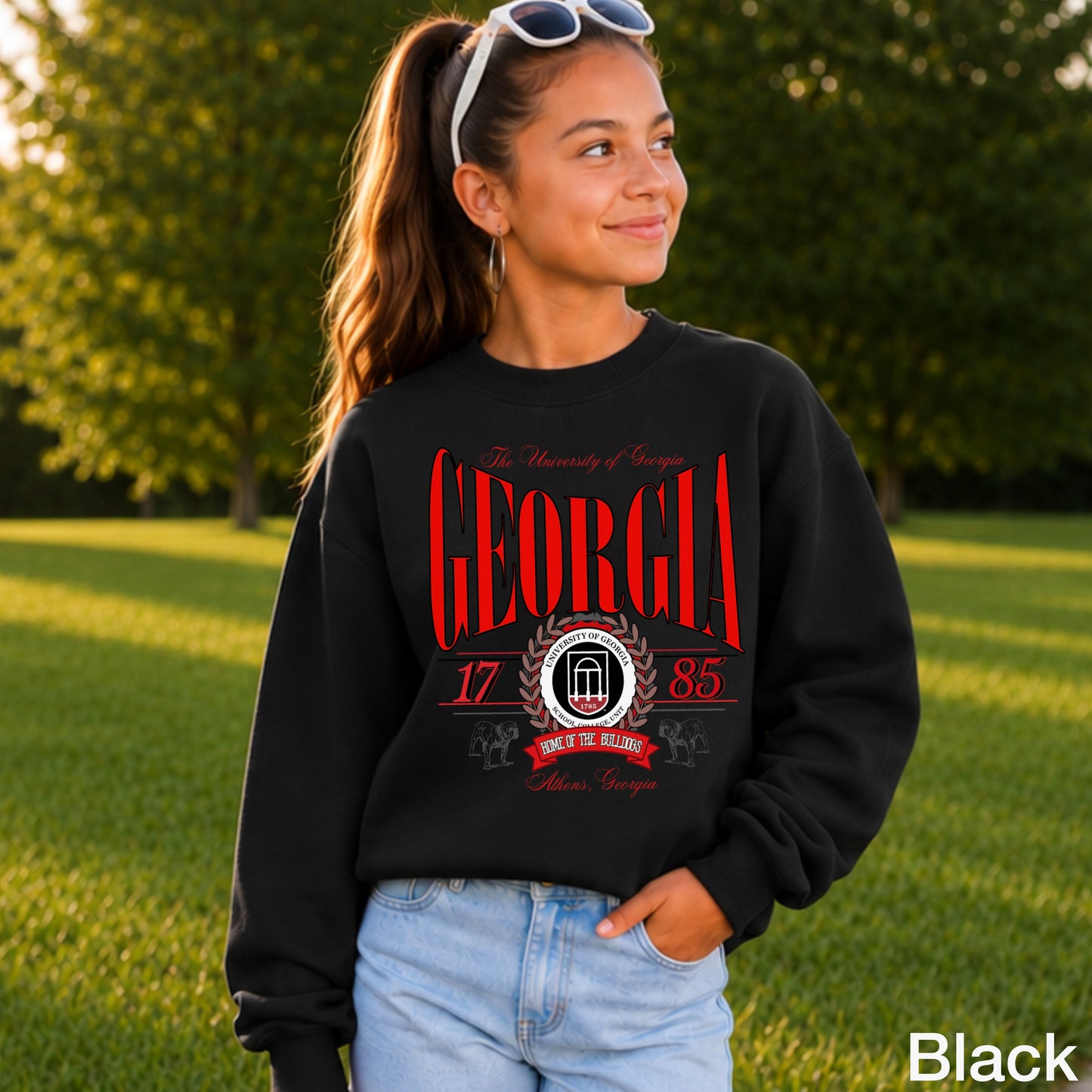 Vintage Home Of The Bulldogs  Youth Crewneck Sweatshirt