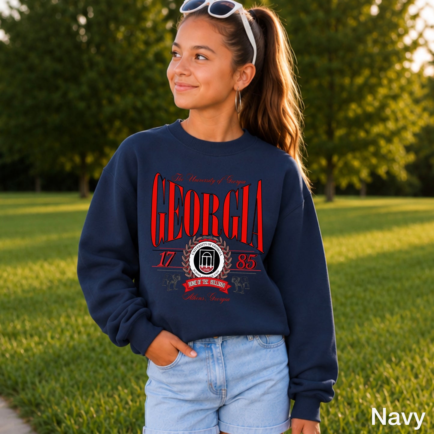 Vintage Home Of The Bulldogs  Youth Crewneck Sweatshirt