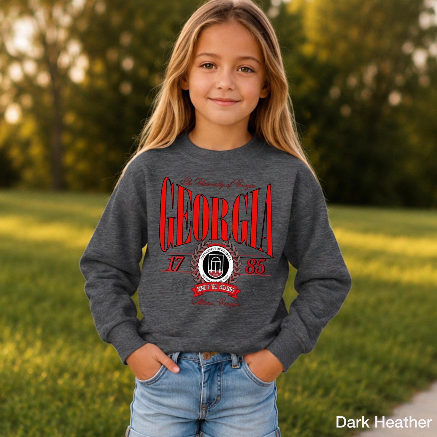 Vintage Home Of The Bulldogs  Youth Crewneck Sweatshirt