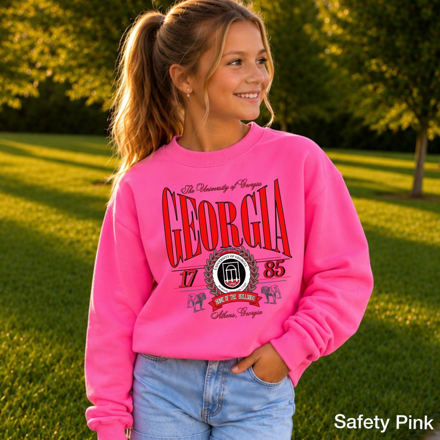 Vintage Home Of The Bulldogs  Youth Crewneck Sweatshirt