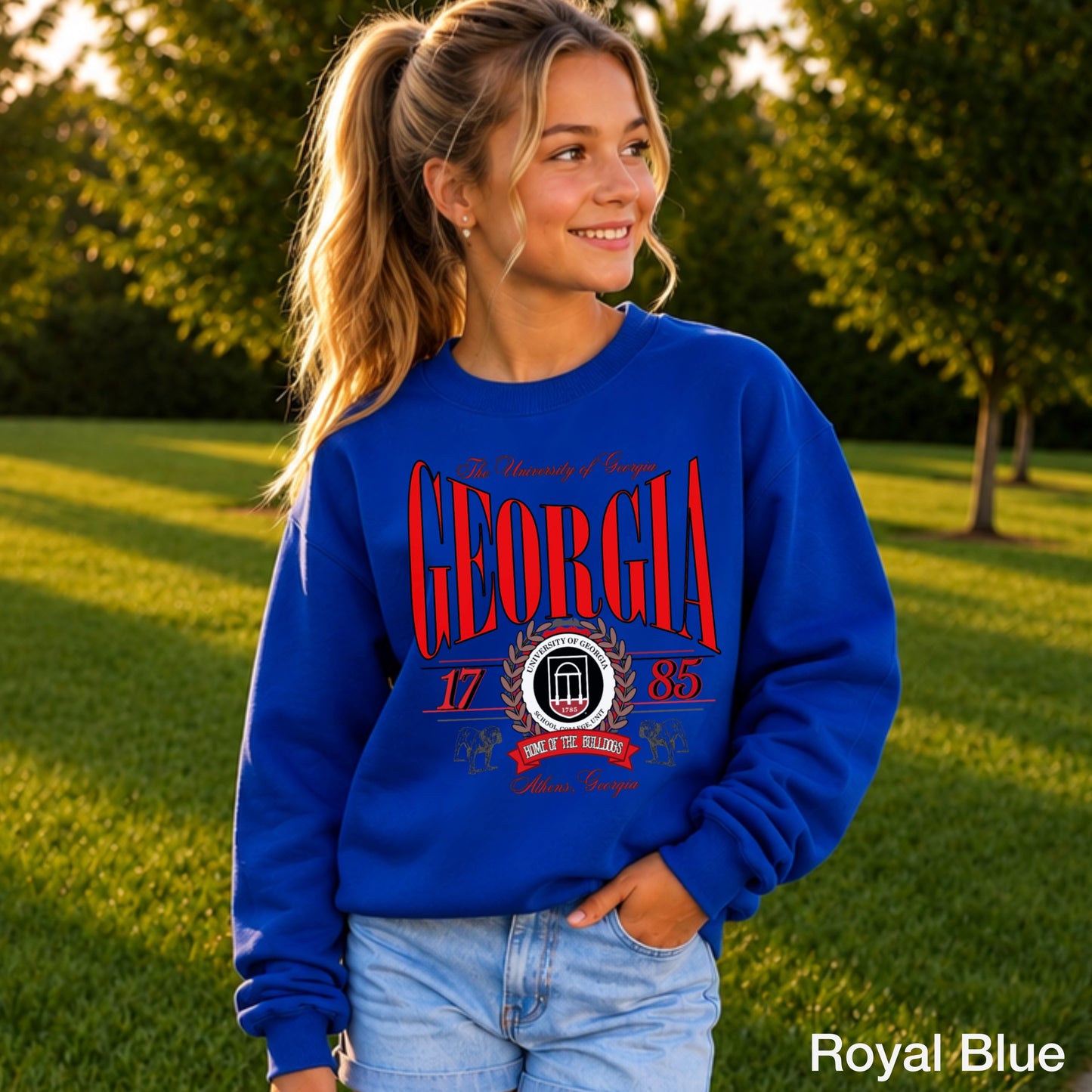 Vintage Home Of The Bulldogs  Youth Crewneck Sweatshirt