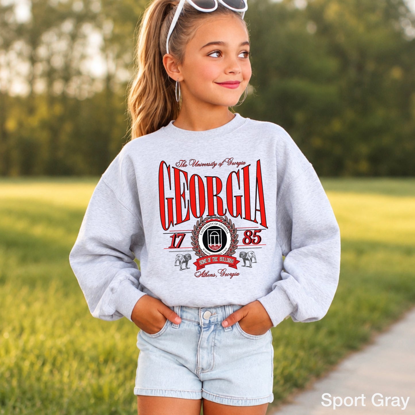 Vintage Home Of The Bulldogs  Youth Crewneck Sweatshirt