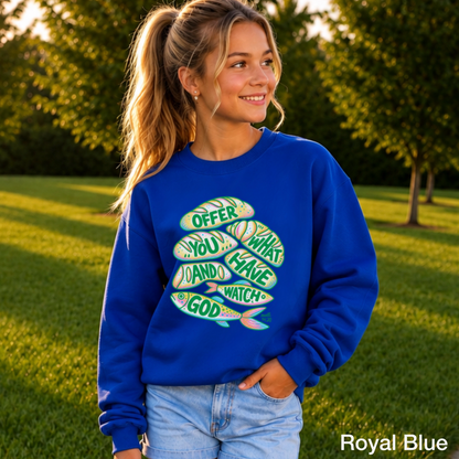 Offer What You Have And Watch God Youth Crewneck Sweatshirt
