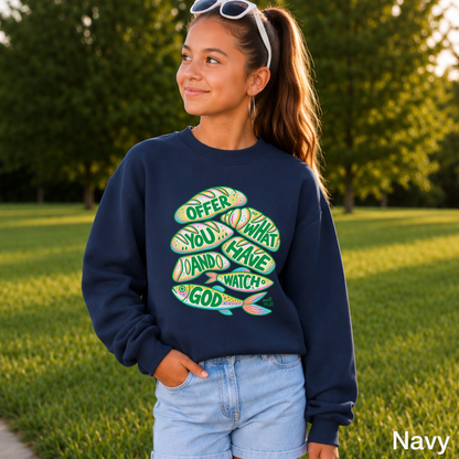 Offer What You Have And Watch God Youth Crewneck Sweatshirt