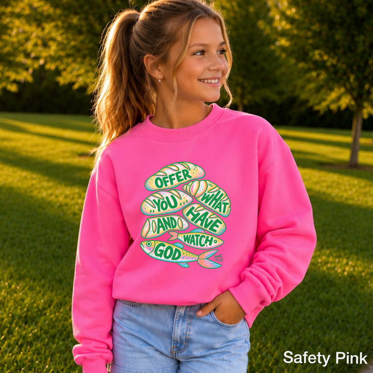 Offer What You Have And Watch God Youth Crewneck Sweatshirt
