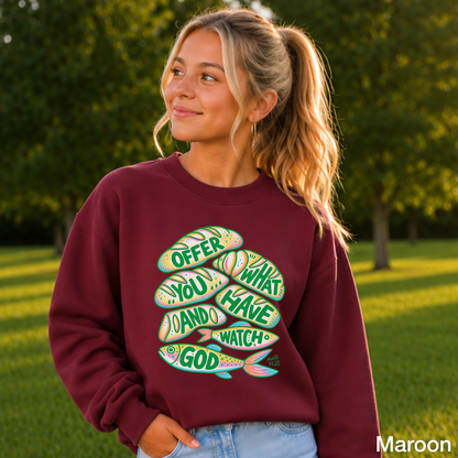 Offer What You Have And Watch God Youth Crewneck Sweatshirt