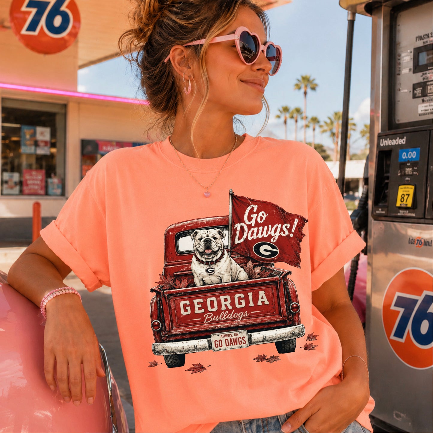 Red & Black Pickup Truck Comfort Color Graphic Tee