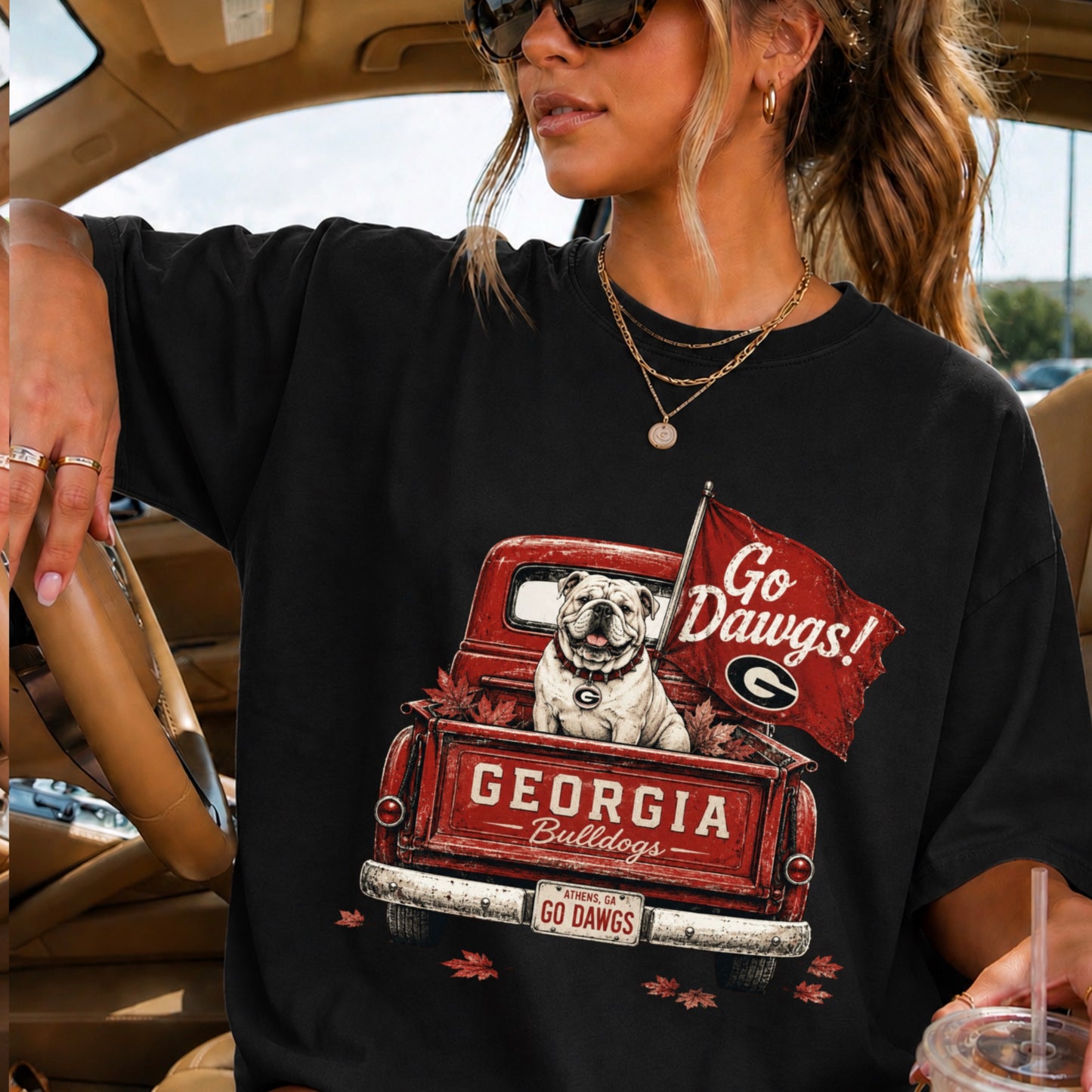 Red & Black Pickup Truck Comfort Color Graphic Tee