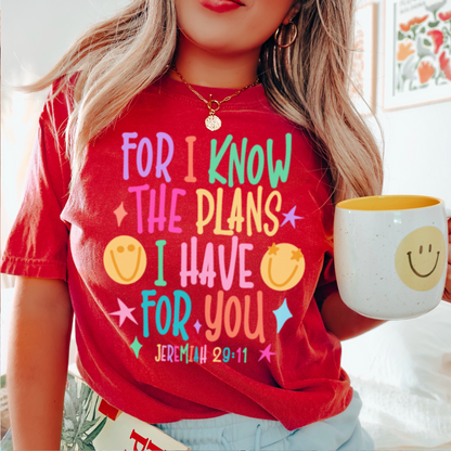 For I Know The Plans I Have For You Comfort Color Graphic Tee