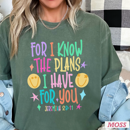 For I Know The Plans I Have For You Comfort Color Graphic Tee